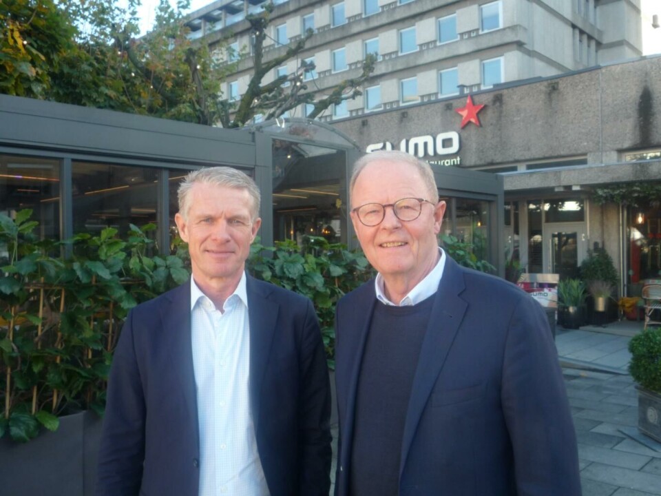 Anders Vatne (t.v.) og Geir Lundkvist i Hotelia er fortsatt noe avdempet optimistisk i forhold til 2023, på grunn av usikkert makrobilde.