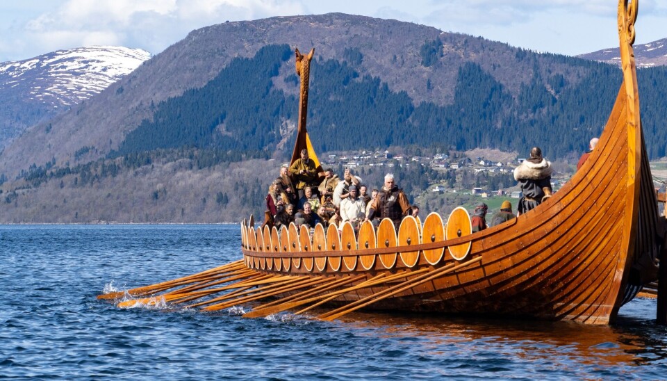 Myklebustskipet på Eidsfjorden under sjøsettinga i 2024