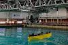 Den 8 meter lang modell av Hurtigrutens Sea Zero-konsept i havbassenget hos Sintef i Trondheim under testene.
