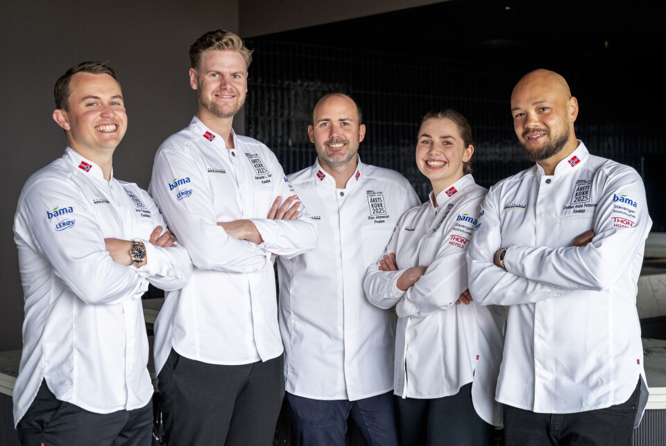 Årets kokk 2025 teamet (f.v.): Aron Espeland, Aleksander Vartdal, Ørjan Johannessen, Eli Anne Sundset og Christian Andre Pettersen.