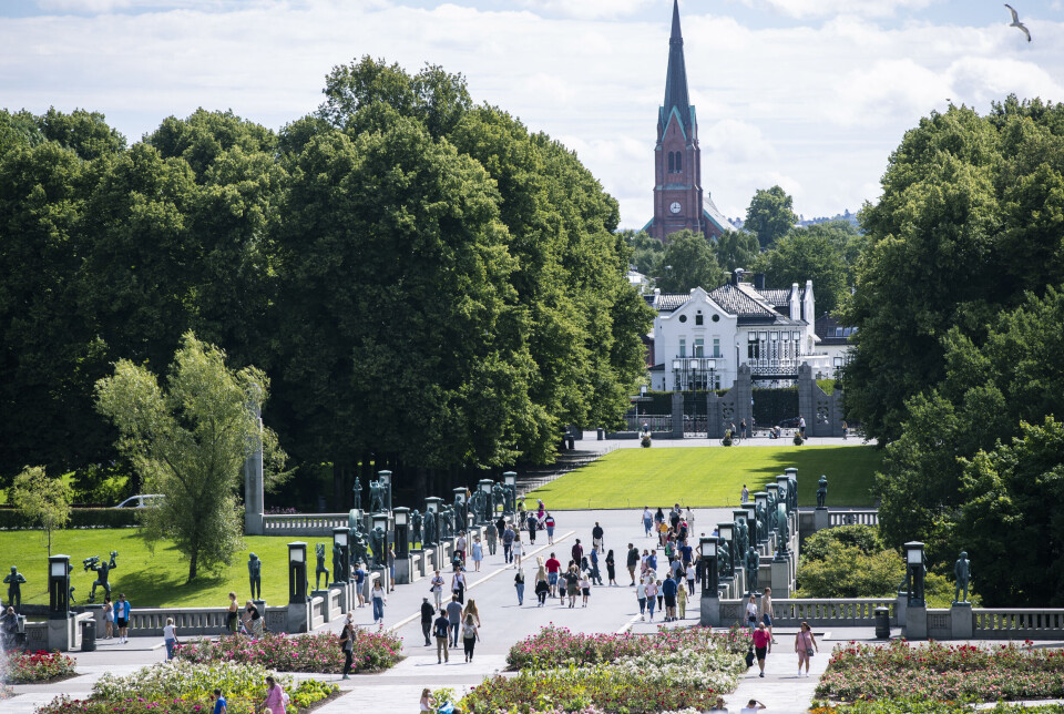 Frognerparken er et populært sted for turistene i Oslo om sommeren Frognerparken er et populært sted for turistene i Oslo om sommeren