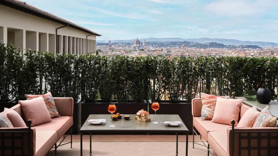 Det nye hotellet Collegio alla Querce har flott beliggenhet på en høyde over Firenze.
